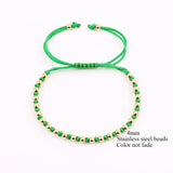 Stainless Steel Beads Knot Braided Macrame Adjustable Bracelet Men Women