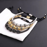 CZ Charm Stainless Steel Bead Friendship Bracelet Men Jewelry