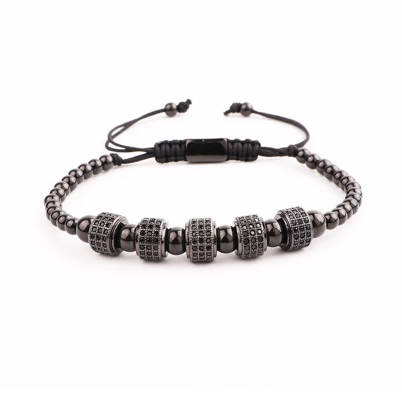 CZ Charm Stainless Steel Bead Friendship Bracelet Men Jewelry