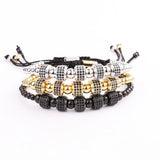 CZ Charm Stainless Steel Bead Friendship Bracelet Men Jewelry