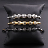 CZ Charm Stainless Steel Bead Friendship Bracelet Men Jewelry