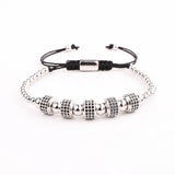 CZ Charm Stainless Steel Bead Friendship Bracelet Men Jewelry