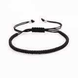Stainless Steel Beads Rhinestone Ball Cord Macrame Bracelet Set