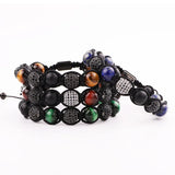 Stone Beads CZ Pave Ball Bracelet Men Gift