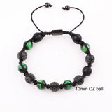 Stone Beads CZ Pave Ball Bracelet Men Gift