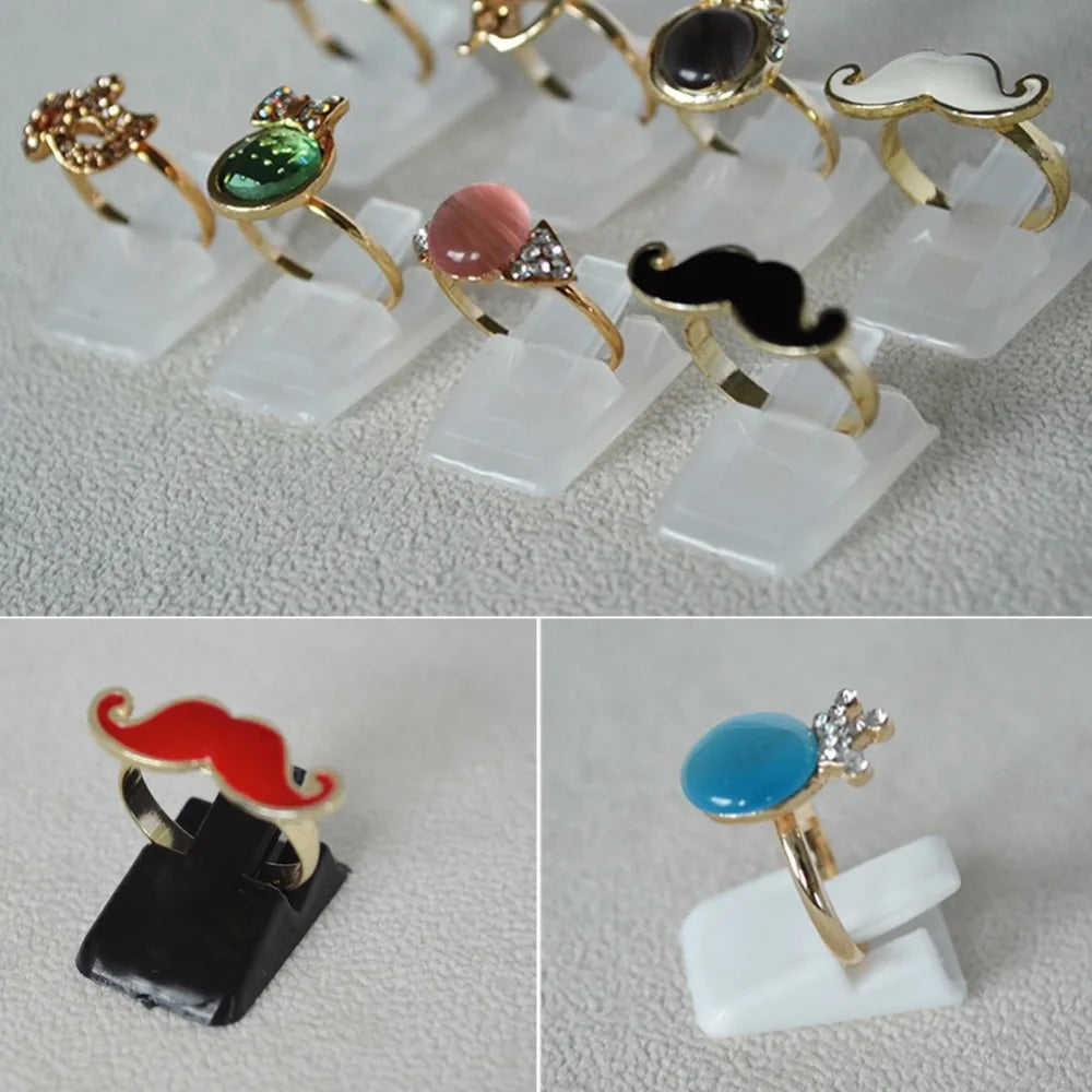 10Pcs Plastic Frosted Jewelry Display Ring Stand 3 Colors