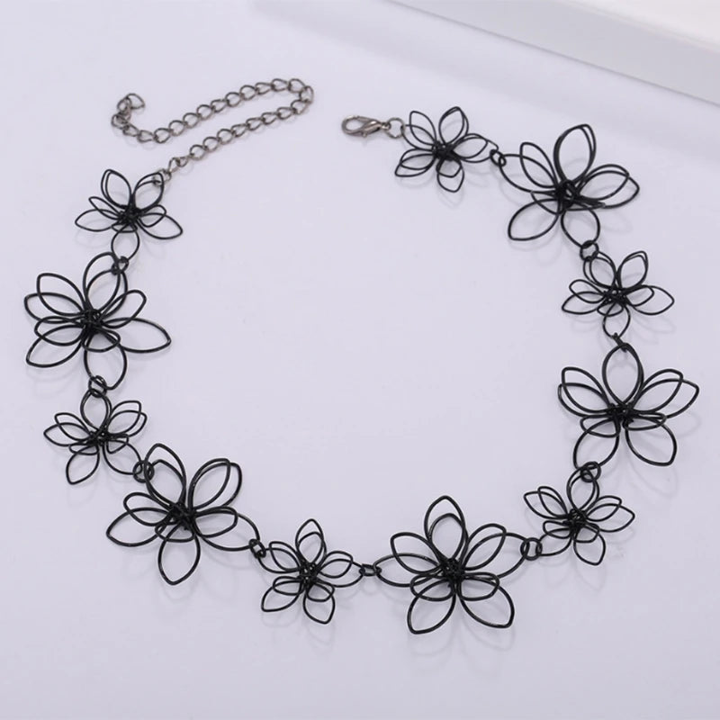 Flower Necklace Short Choker Floral Jewelry Women Clavicle Chain