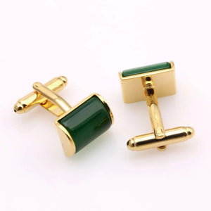 Gold Green Mens Wedding Party Groom Gift Cufflinks