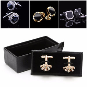 JAVRIK Men's Cufflink Storage Box Faux Leather Organizer Display Case