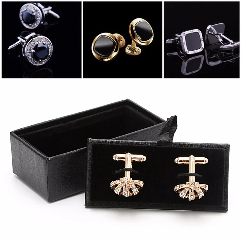 JAVRIK Men's Cufflink Storage Box Faux Leather Organizer Display Case