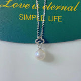 JCY Sterling Silver Fresh Water Pearl Pendant Necklace for Women