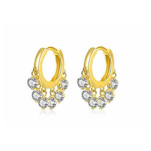 925 Silver 6 Ball Mini Zircon Hoop Earrings - White/Black/Red/Blue/Purple
