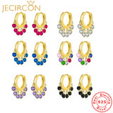 925 Silver 6 Ball Mini Zircon Hoop Earrings - White/Black/Red/Blue/Purple