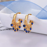 925 Silver 6 Ball Mini Zircon Hoop Earrings - White/Black/Red/Blue/Purple