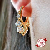 925 Silver 6 Ball Mini Zircon Hoop Earrings - White/Black/Red/Blue/Purple