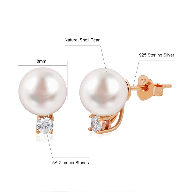 Freshwater Pearl Earrings 925 Silver Dangle Drop Stud Shell Pearl