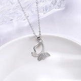 925 Silver Butterfly Pendant Necklace Clear Zircon Gift Jewelry