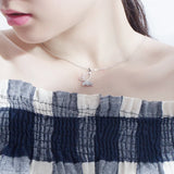 925 Silver Butterfly Pendant Necklace Clear Zircon Gift Jewelry