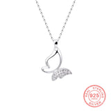 925 Silver Butterfly Pendant Necklace Clear Zircon Gift Jewelry