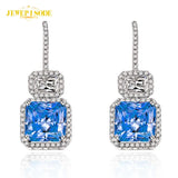 925 Silver 10MM Aquamarine Sapphire Citrine Dangle Earrings