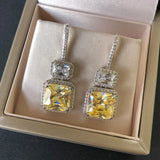 925 Silver 10MM Aquamarine Sapphire Citrine Dangle Earrings