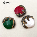 Lovely Small Face Shape Pave Beads Jewelry Making Natural Pearl And Stone