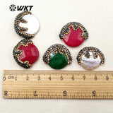 Lovely Small Face Shape Pave Beads Jewelry Making Natural Pearl And Stone