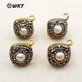 Natural Pearl Earring Findings with Rhinestone Pave Earring High