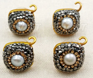 Natural Pearl Earring Findings with Rhinestone Pave Earring High