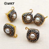 Natural Pearl Earring Findings with Rhinestone Pave Earring High