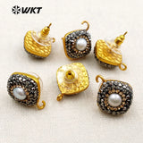 Natural Pearl Earring Findings with Rhinestone Pave Earring High