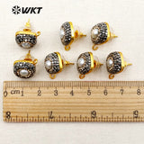 Natural Pearl Earring Findings with Rhinestone Pave Earring High