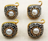 Natural Pearl Earring Findings with Rhinestone Pave Earring High