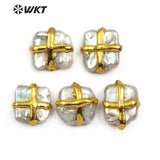 Natural Freshwater Pearl Accessories with Metal Plated Decoration
