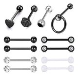 Stainless Steel Tongue Rings Barbells Heart Rose Shape Nipple Rings
