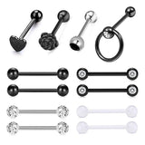 Stainless Steel Tongue Rings Barbells Heart Rose Shape Nipple Rings