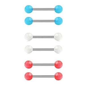 Glow in The Dark Acrylic Balls Stainless Steel Bar Tongue Nipple Rings