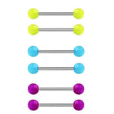 Glow in The Dark Acrylic Balls Stainless Steel Bar Tongue Nipple Rings