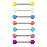 Glow in The Dark Acrylic Balls Stainless Steel Bar Tongue Nipple Rings