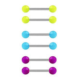 Glow in The Dark Acrylic Balls Stainless Steel Bar Tongue Nipple Rings