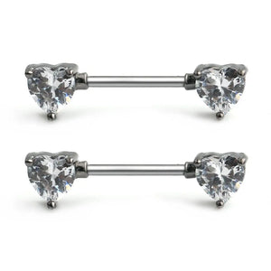 316L Stainless Steel Clear CZ Nipple Shield Barbell 14G