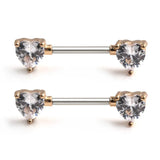 316L Stainless Steel Clear CZ Nipple Shield Barbell 14G