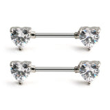 316L Stainless Steel Clear CZ Nipple Shield Barbell 14G