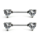 316L Stainless Steel Clear CZ Nipple Shield Barbell 14G