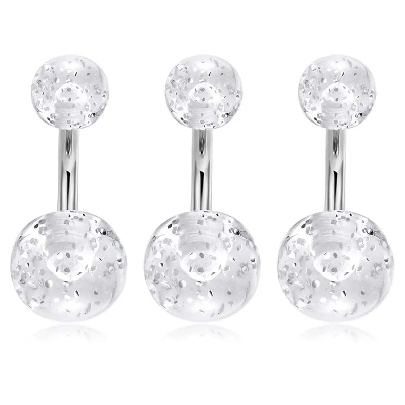 3PCS Short Petite Belly Button Rings 14G 1/4Inch Stainless Steel Navel Body
