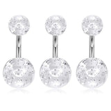 3PCS Short Petite Belly Button Rings 14G 1/4Inch Stainless Steel Navel Body