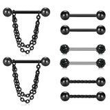 4 Pairs 14G Crystal Ball Nipple Tongue Barbell Rings Body Piercing Jew