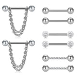 4 Pairs 14G Crystal Ball Nipple Tongue Barbell Rings Body Piercing Jew