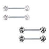 Daisy & Rose Flower Nipple Bar 14G 5/8 Stainless Steel Piercing Jewelry