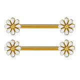 Daisy & Rose Flower Nipple Bar 14G 5/8 Stainless Steel Piercing Jewelry